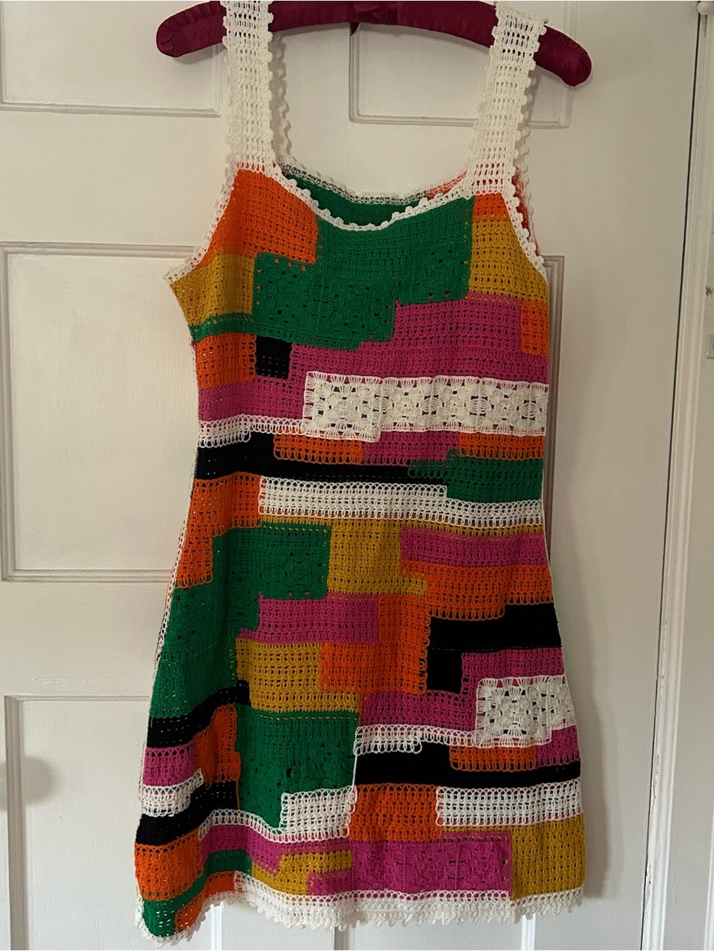 Crochet Colorblock Mini Dress - Multicolor - Picture 2 of 5